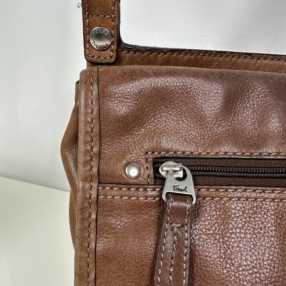 Fossil Brown Leather Saddle Crossbody Messenger Flap Bag - Picture 3 of 12